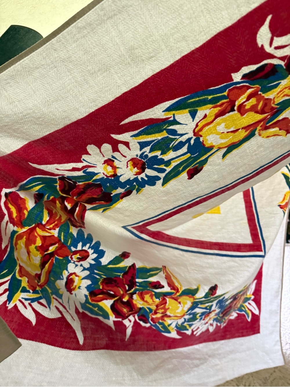 Vintage Mid Century Printed Cotton Tablecloth Pedigree Tag 1950's - Picture 9 of 11